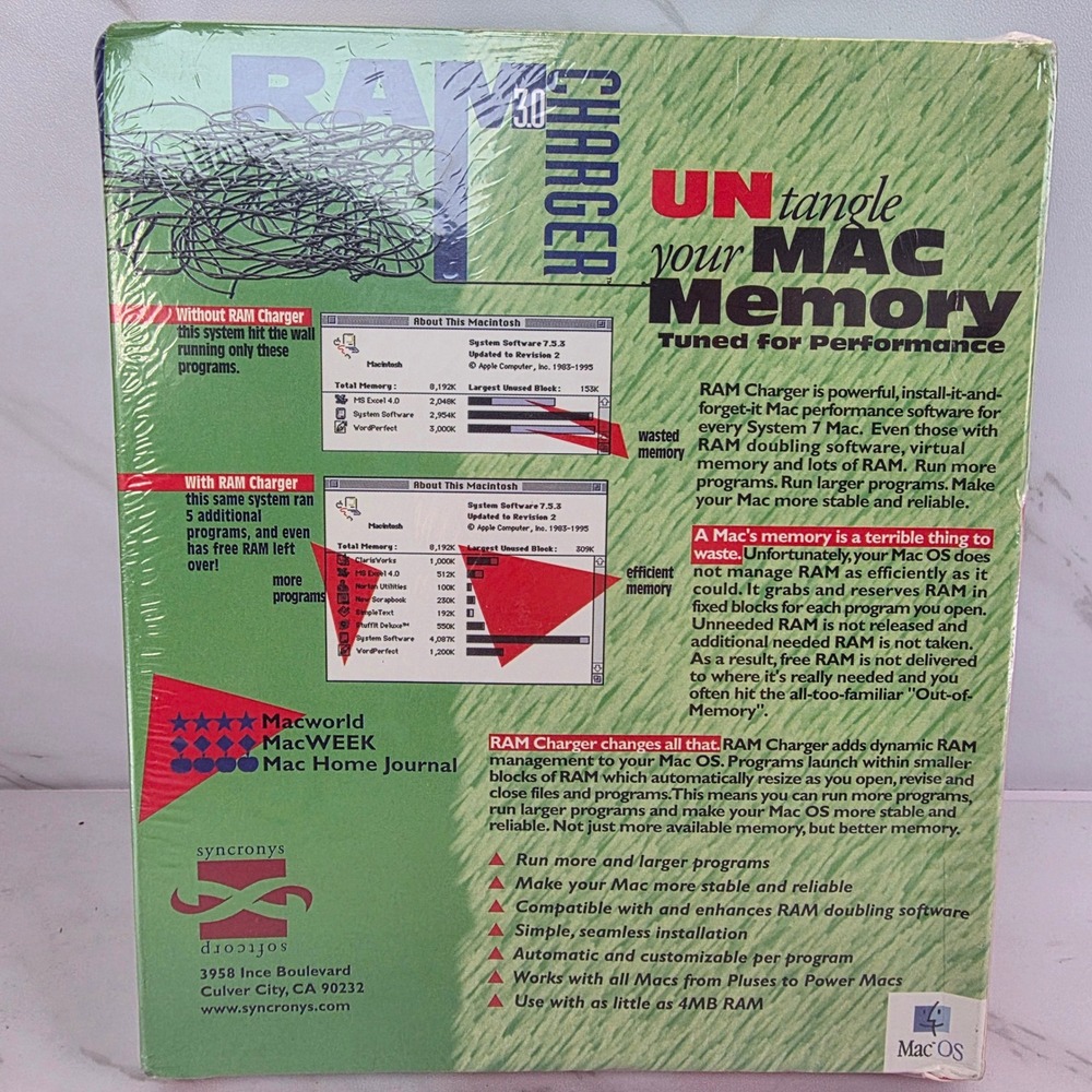 Vintage RAM Charger 3.0 Untangle Your MAC Memory Performance Software‎ VTG RARE - Picture 2 of 5
